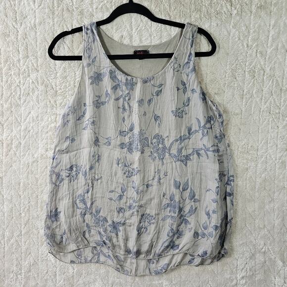 Carla Conti Silk Blouse Medium Floral Lightweight Tank Feminine Summer Preppy - Picture 1 of 5